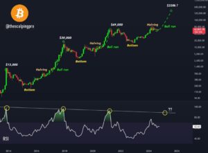 Grafico di BTC/USD, con dati dell'RSI. Fonte: Mags/X