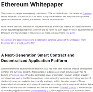 Whitepaper di Ethereum. Fonte: Ethereum.org